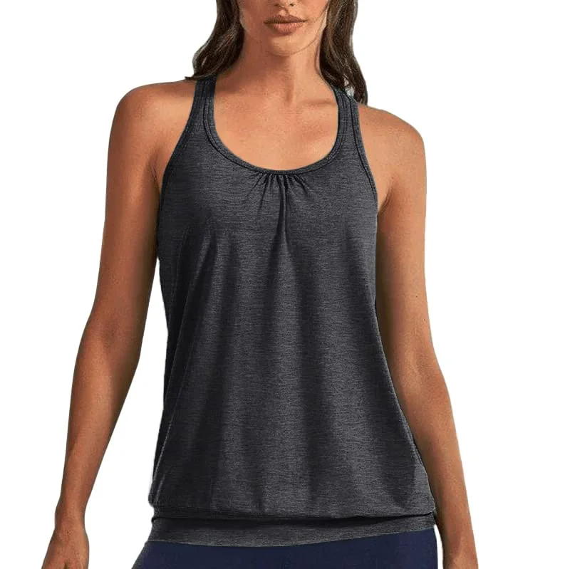 Beyove Cotton Workout Tank Tops for Women Racerback Athletic Yoga Tops Running Exercise Gym Shirts Dark Grey