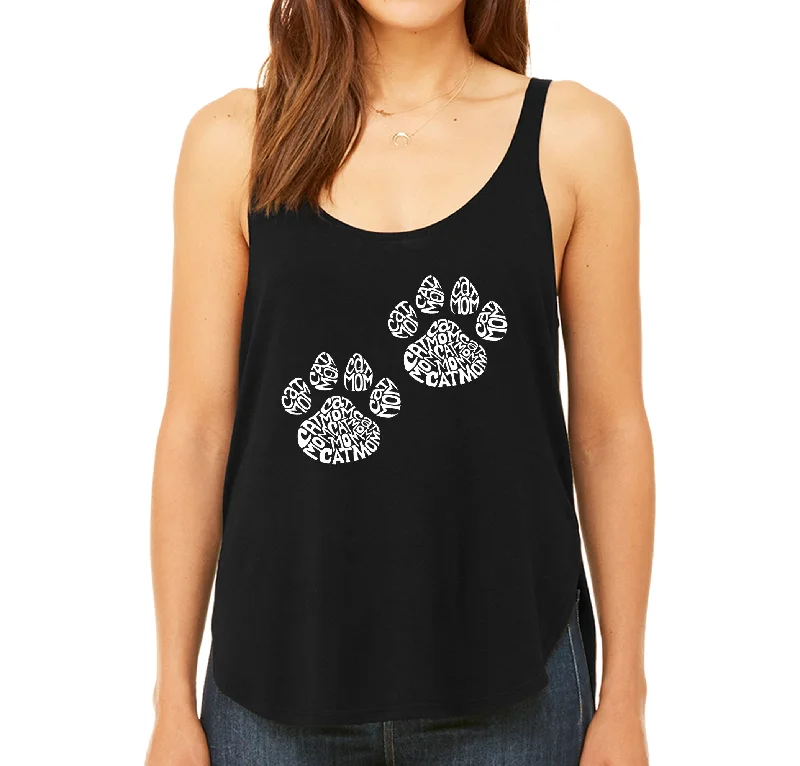 Cat Mom  - Women's Premium Word Art Flowy Tank Top