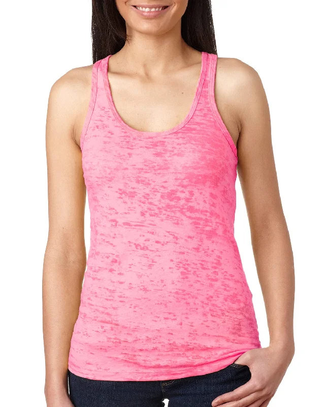 Next Level Ladies Burnout Racerback Tank | Neon Pink