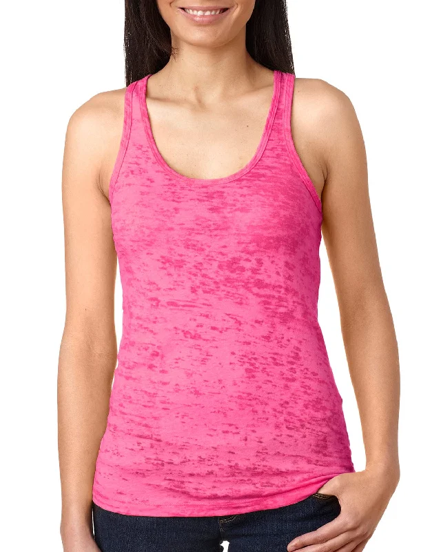 Next Level Ladies Burnout Racerback Tank | Shocking Pink