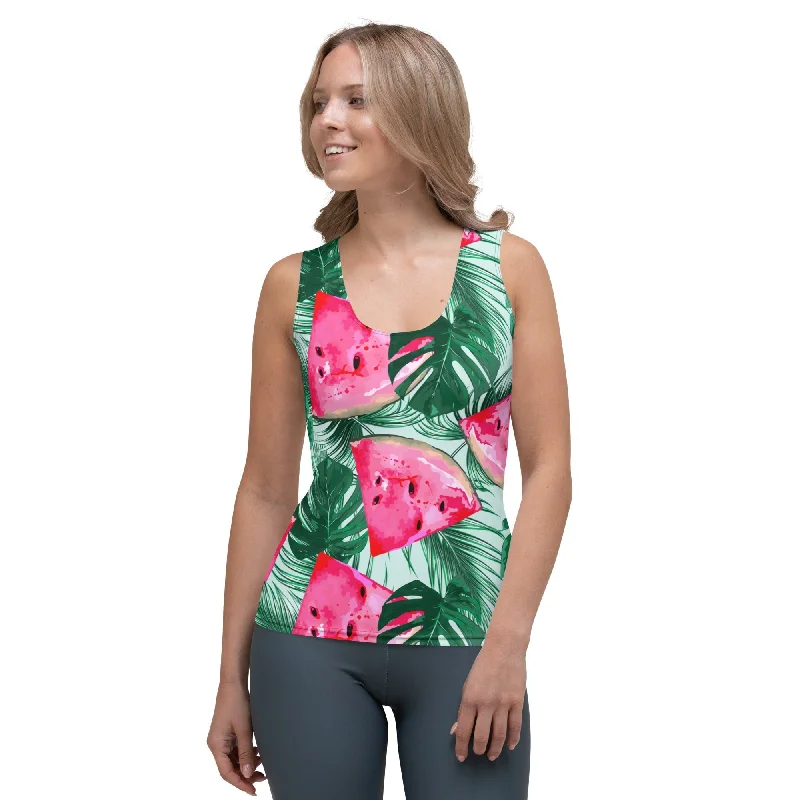 Palm Leaves & Watermelon Tank Top