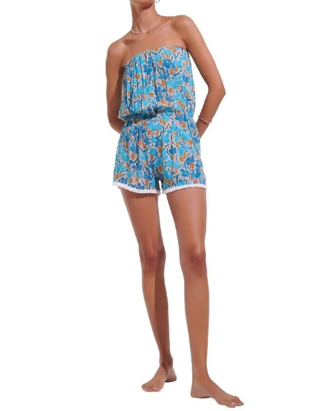 Ambra Short Jumpsuit In Blue Kaktus