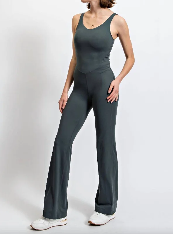 Butter Soft Fitted Jumpsuit In Smoked Spruce