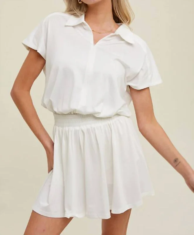 Olympian Tennis Romper In White